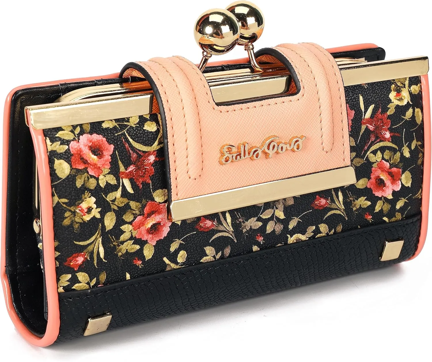 Women Wallet Leather Large Capacity Women's Handbag Large Capacity Long Wallet, with 10-card slots and clips