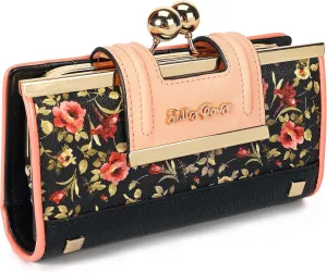 Women Wallet Leather Large Capacity Women's Handbag Large Capacity Long Wallet, with 10-card slots and clips