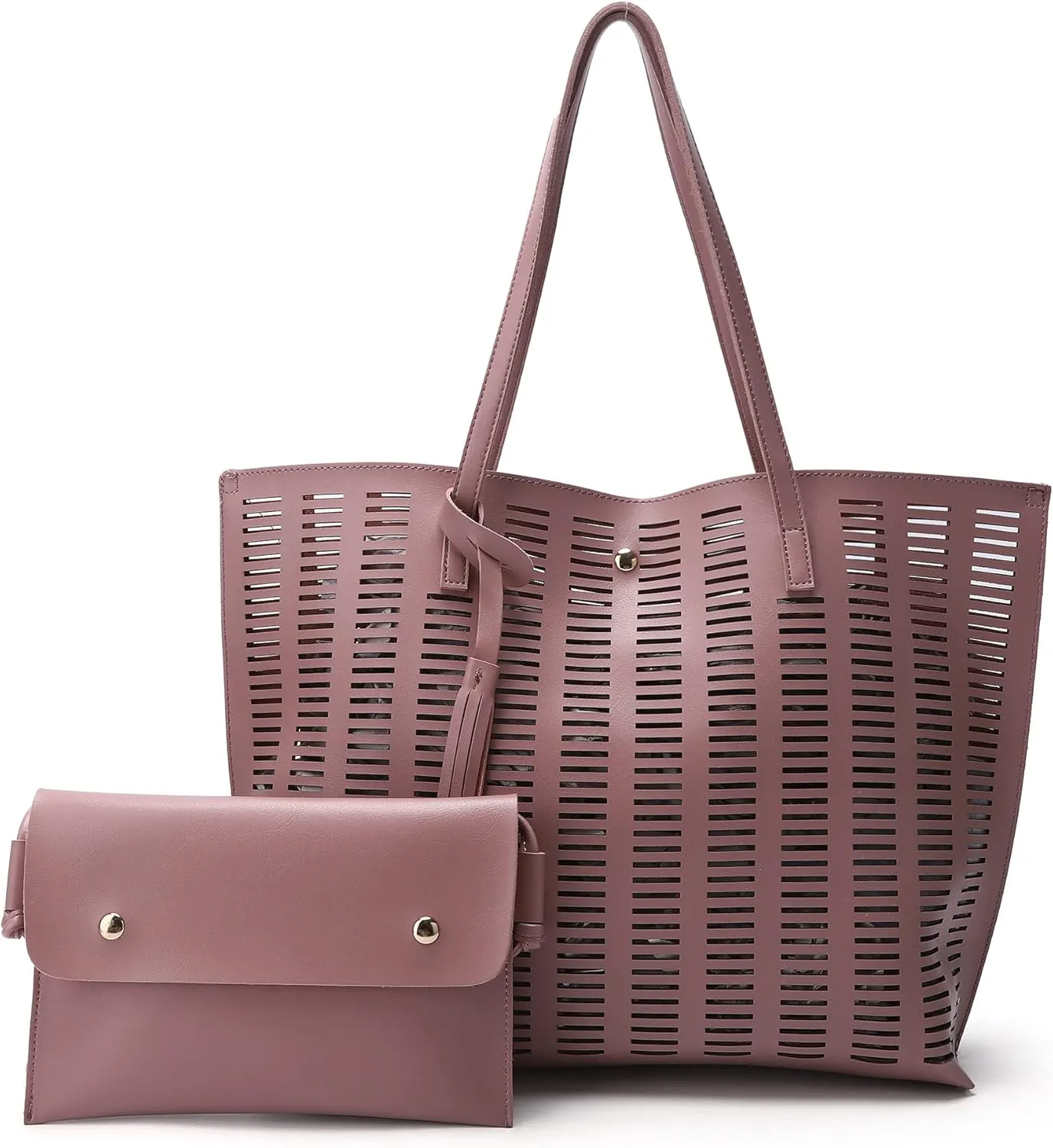 Women's Faux PU Leather Tote Shoulder Purses Bag for women, Big Capacity Tassel Handbag