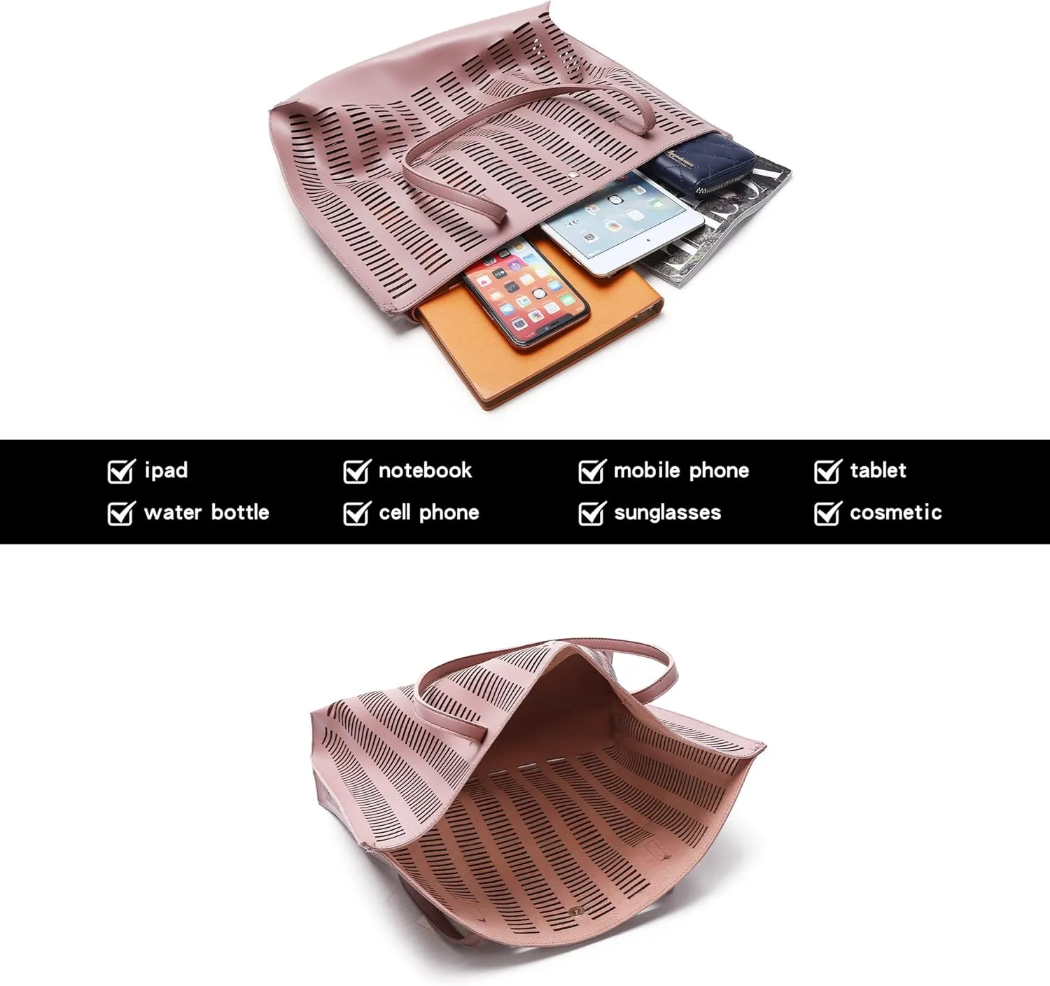Women's Faux PU Leather Tote Shoulder Purses Bag for women, Big Capacity Tassel Handbag