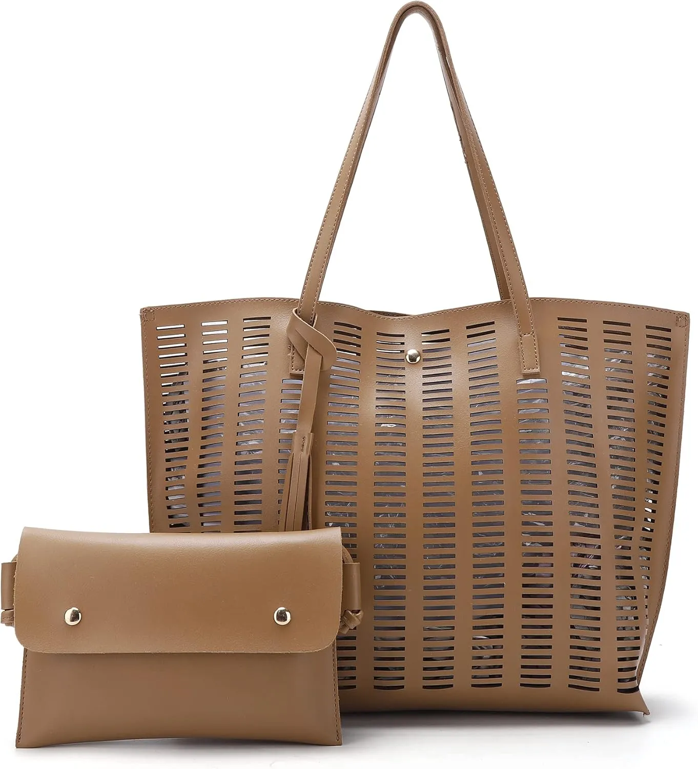 Women's Faux PU Leather Tote Shoulder Purses Bag for women, Big Capacity Tassel Handbag