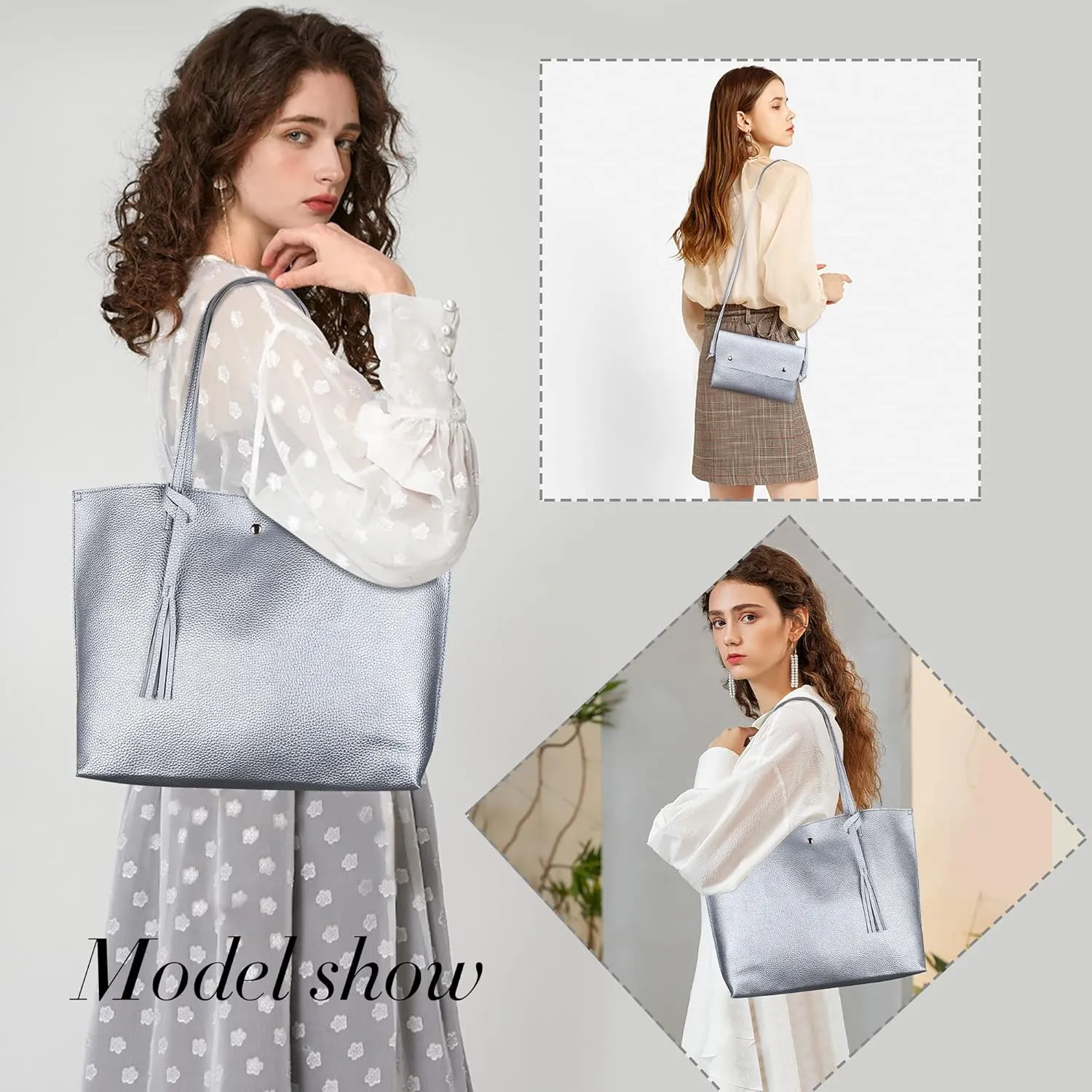 Women's Faux PU Leather Tote Shoulder Purses Bag for women, Big Capacity Tassel Handbag