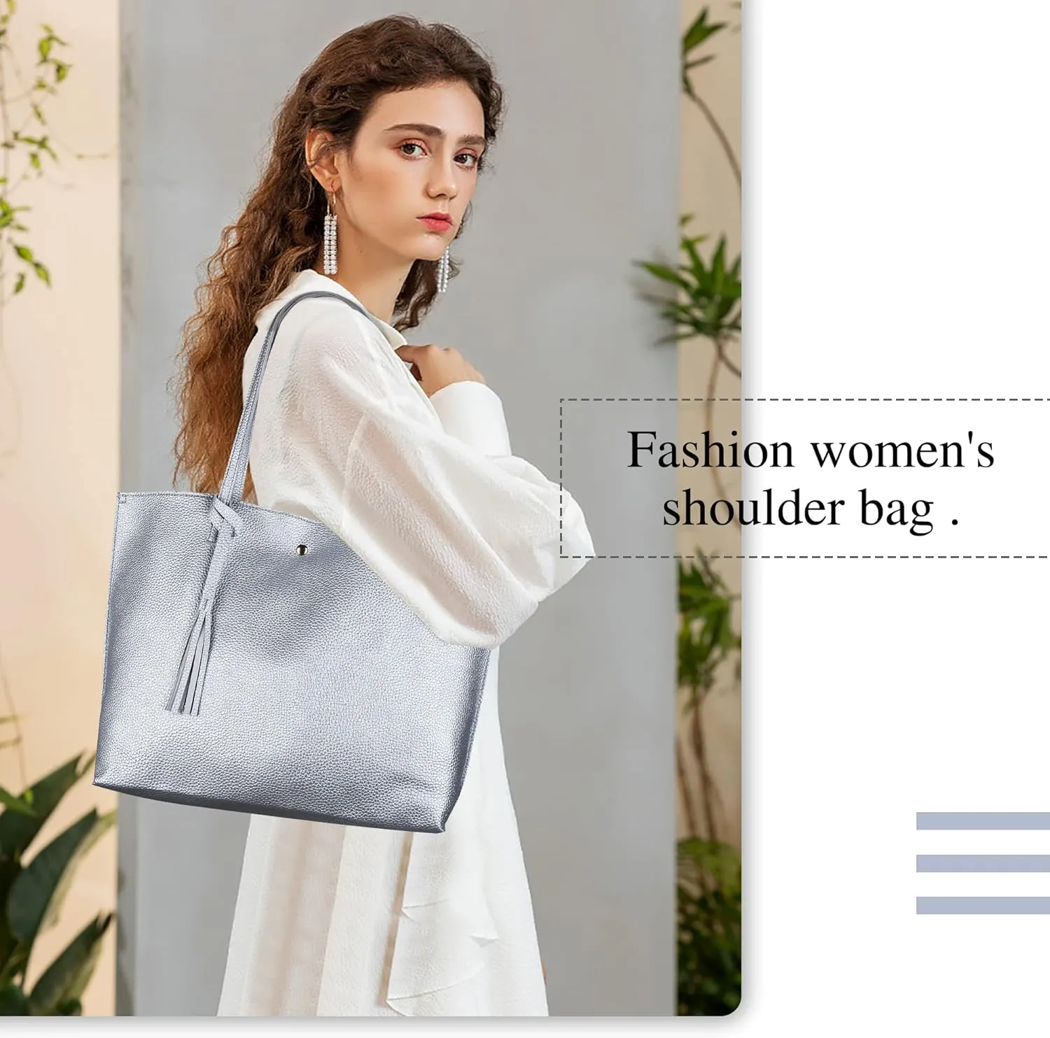 Women's Faux PU Leather Tote Shoulder Purses Bag for women, Big Capacity Tassel Handbag