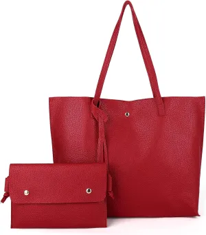 Women's Faux PU Leather Tote Shoulder Purses Bag for women, Big Capacity Tassel Handbag