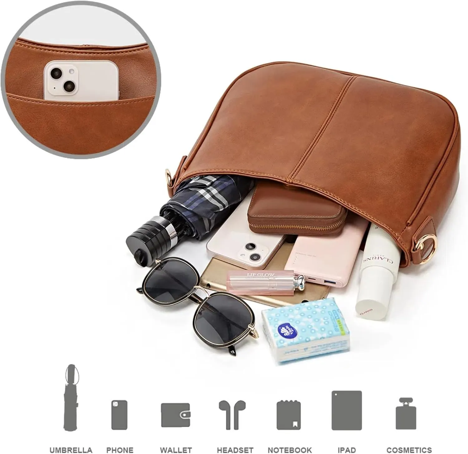 Women's handbag AAAA  PU leather shoulder Handbags Large capacity handbag wrinkle resistant modern fashion…