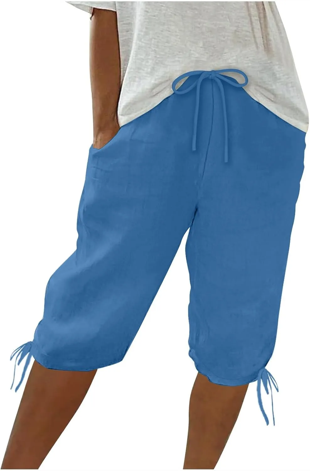 Womens High Waisted Summer Short Cotton Linen Dressy Casual Shorts Drawstring Cute Bermuda Trendy Vacation Clothes