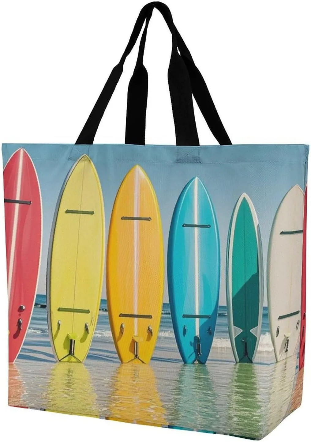 Women's Large-capacity Shoulder Shopping Bag Reusable Foldable Shopping Bags Colorful Surfboard Beach Bag