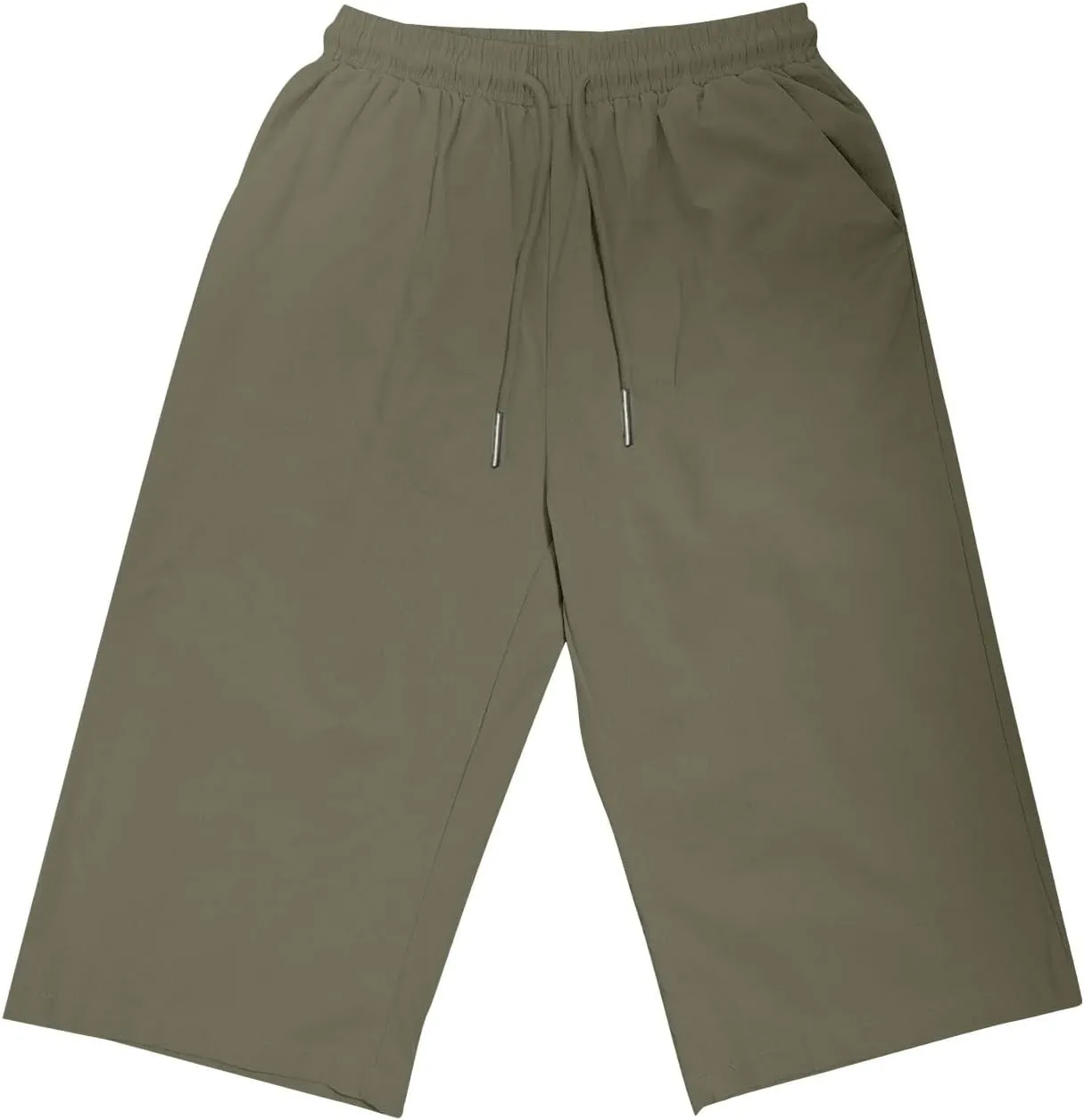 Women's Linen Shorts Summer Fashion Drawstring Elastic Casual Shorts Solid Beach Vacation Clothes