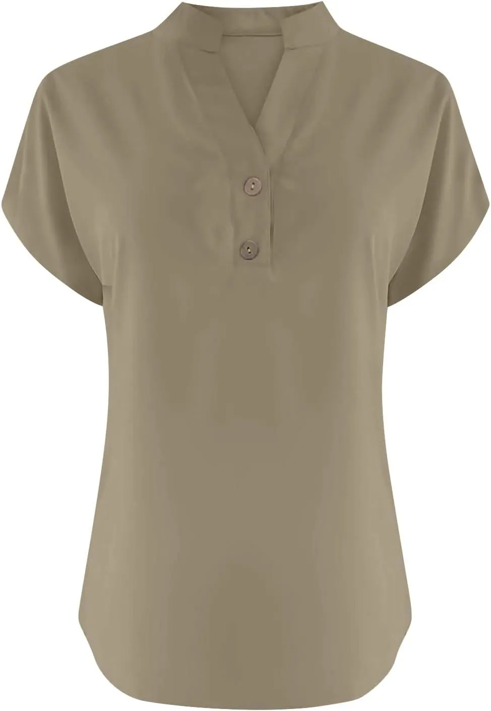 Women's Linen V Neck Shirt Trendy Short Sleeve Button Summer T-Shirts Loose Vacation Beach Solid Blouses Tunic Tops