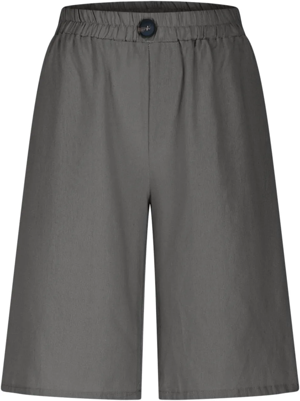 Womens Loose Wide Leg Bermuda Shorts Summer Comfy Elastic Waist Breathable Cotton Linen Knee Length Short Pants