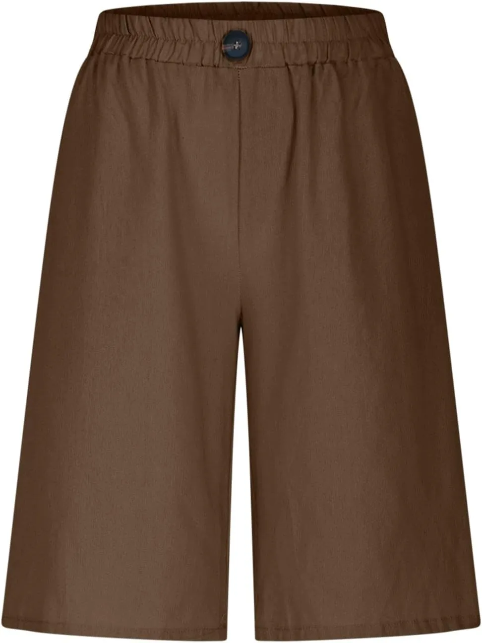 Womens Loose Wide Leg Bermuda Shorts Summer Comfy Elastic Waist Breathable Cotton Linen Knee Length Short Pants