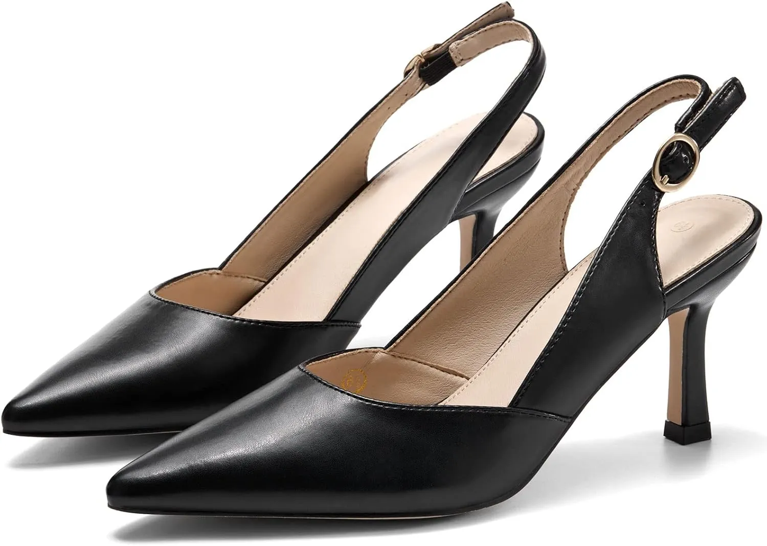 Women's Slingback Kitten Heels Closed Pointed Toe Backless Wedding Party Dress Pumps Shoes