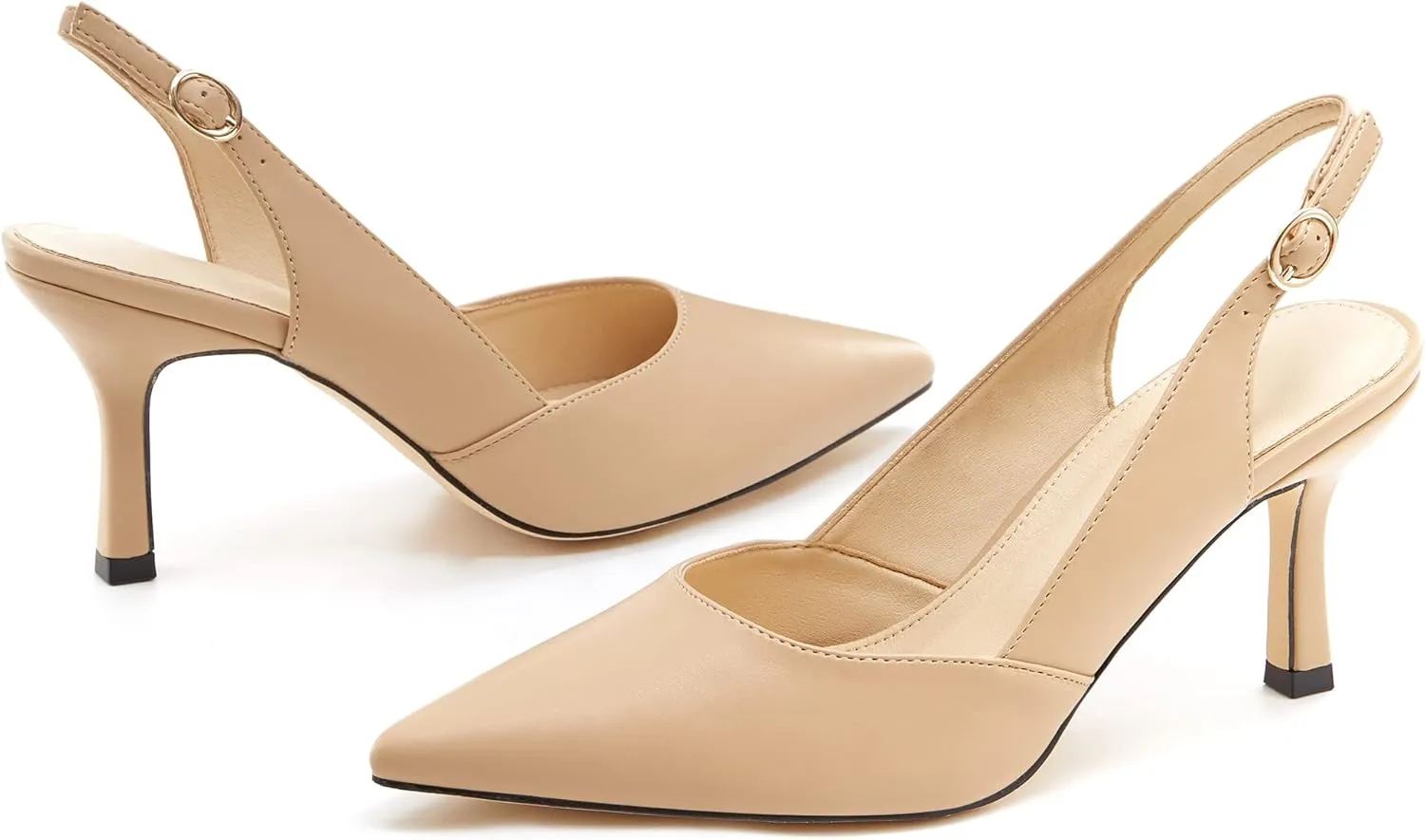 Women's Slingback Kitten Heels Closed Pointed Toe Backless Wedding Party Dress Pumps Shoes