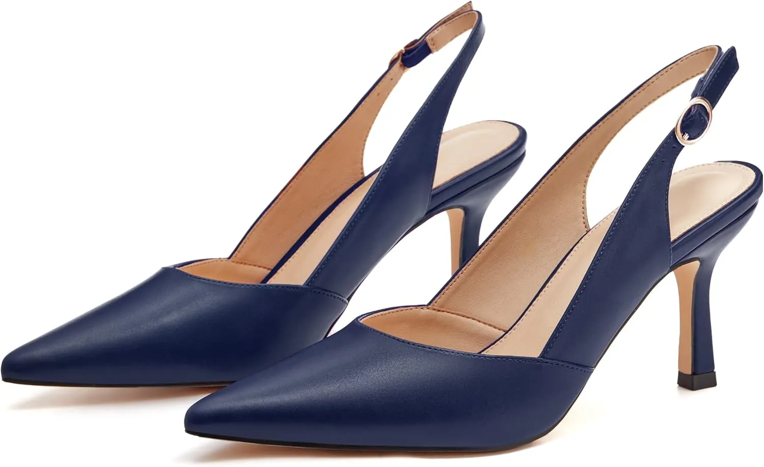 Women's Slingback Kitten Heels Closed Pointed Toe Backless Wedding Party Dress Pumps Shoes