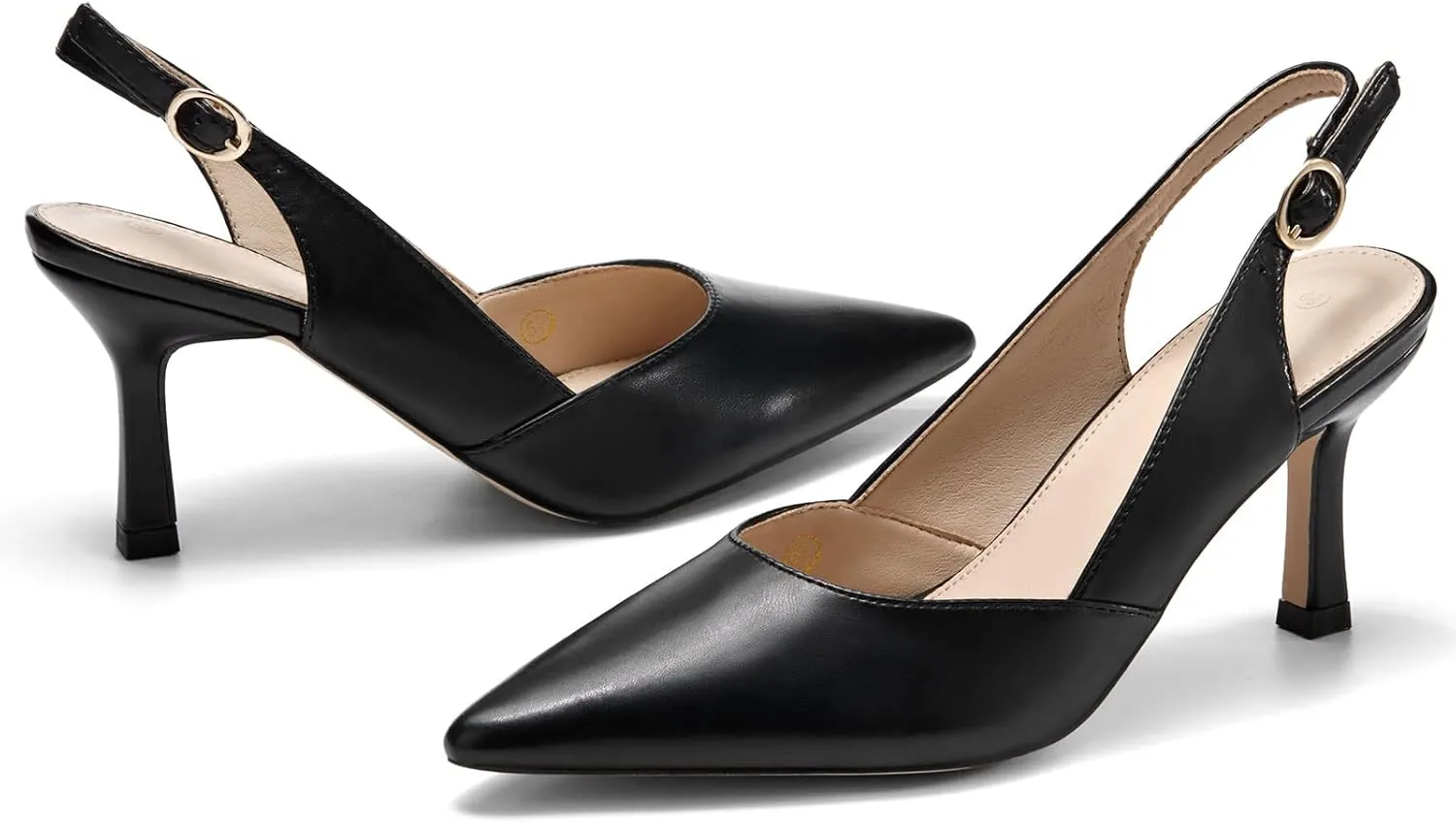 Women's Slingback Kitten Heels Closed Pointed Toe Backless Wedding Party Dress Pumps Shoes