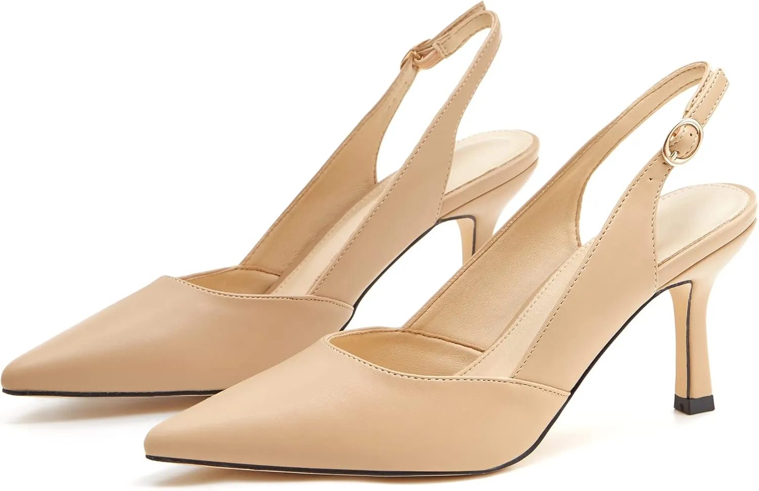 Women's Slingback Kitten Heels Closed Pointed Toe Backless Wedding Party Dress Pumps Shoes