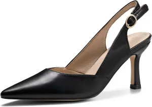 Women's Slingback Kitten Heels Closed Pointed Toe Backless Wedding Party Dress Pumps Shoes