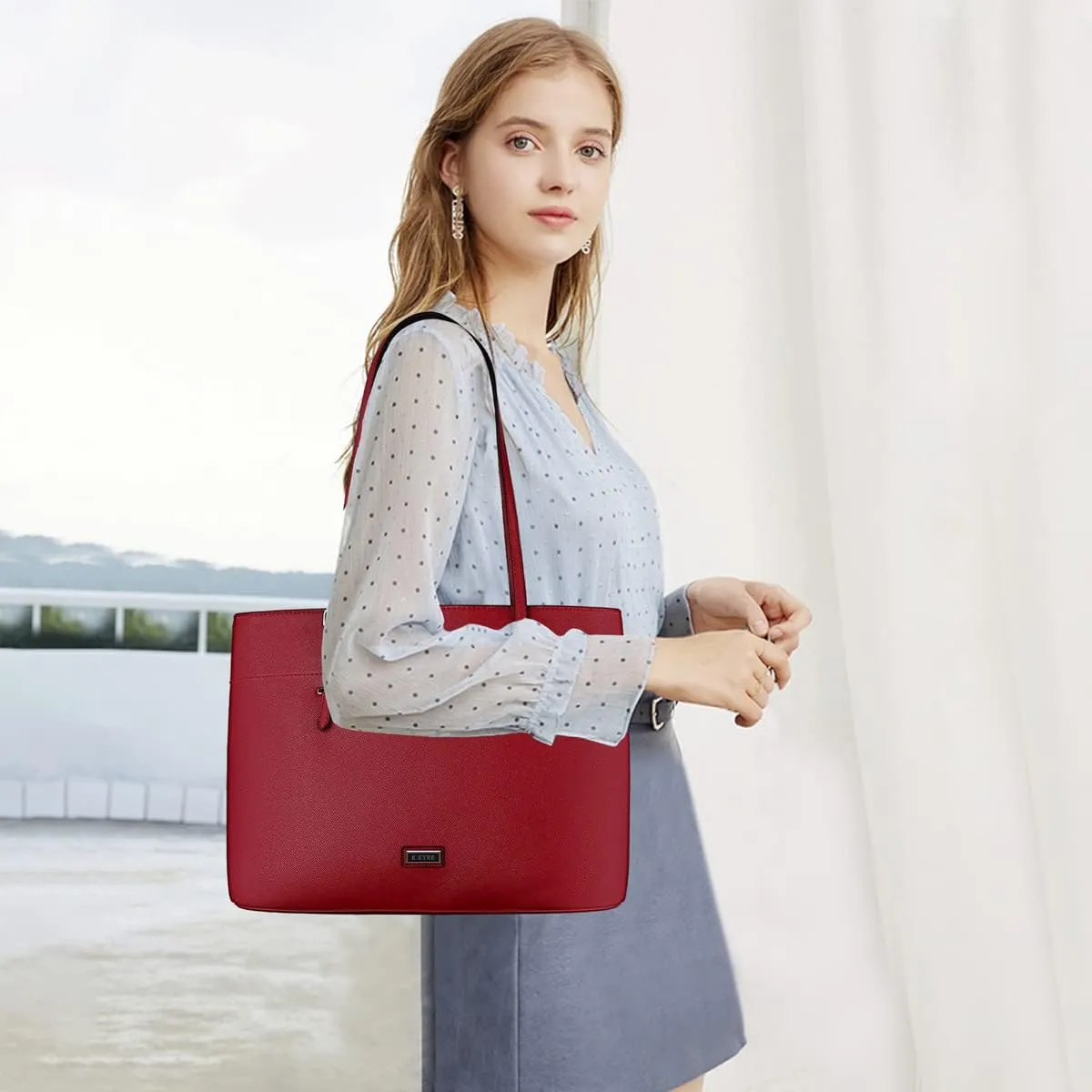 Women's Soft Faux Leather Tote Bag Purse Handbags Wallet Tote Shoulder Bag Purse Large Capacity