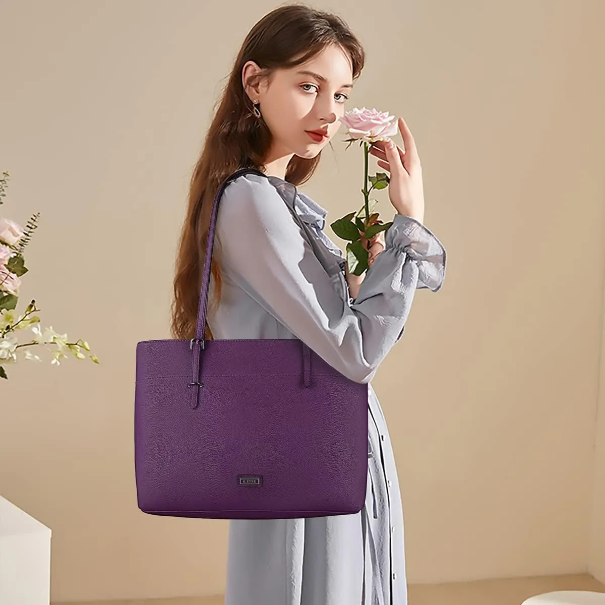 Women's Soft Faux Leather Tote Bag Purse Handbags Wallet Tote Shoulder Bag Purse Large Capacity
