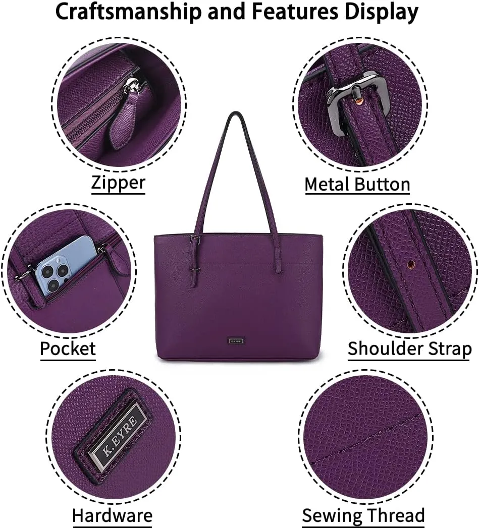 Women's Soft Faux Leather Tote Bag Purse Handbags Wallet Tote Shoulder Bag Purse Large Capacity
