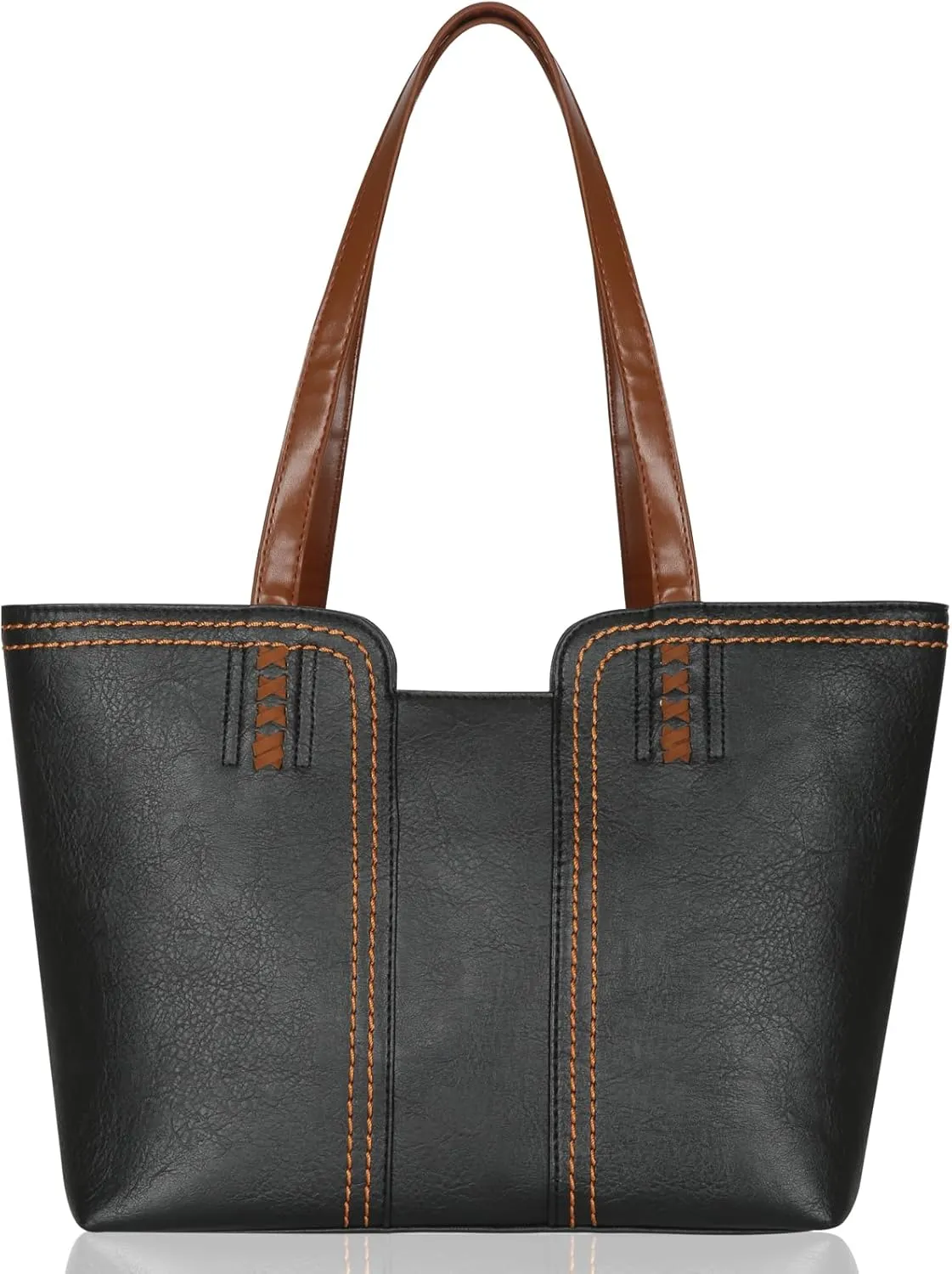 Women's Vegan Leather Tote Purses with Zipper Casual Shoulder Bags Large Capacity Handbags
