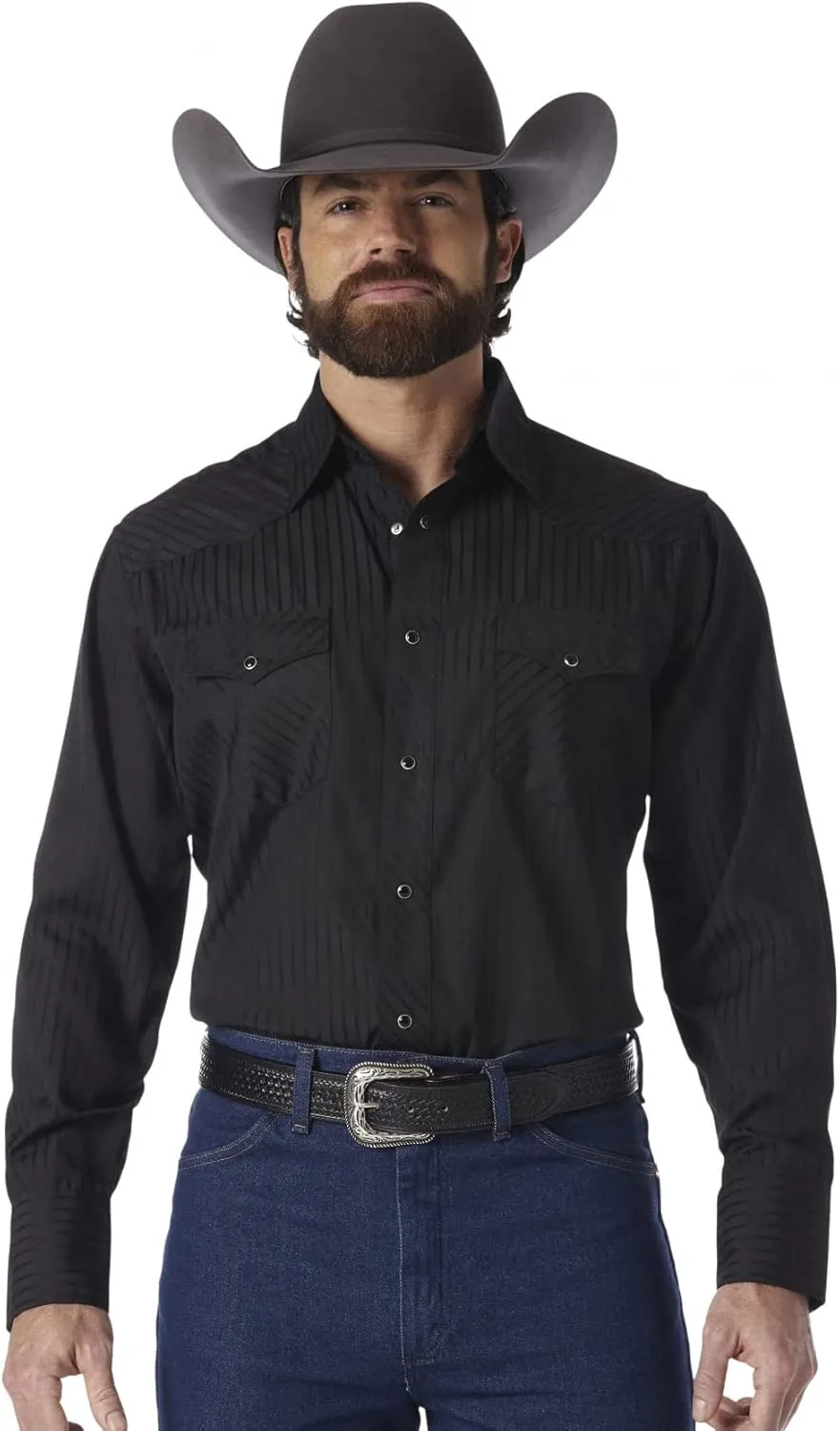 Wrangler Men's Sport Western Two Pocket Long Sleeve Snap Button Down Shirts