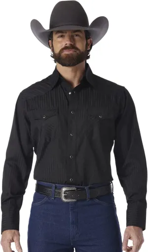 Wrangler Men's Sport Western Two Pocket Long Sleeve Snap Button Down Shirts