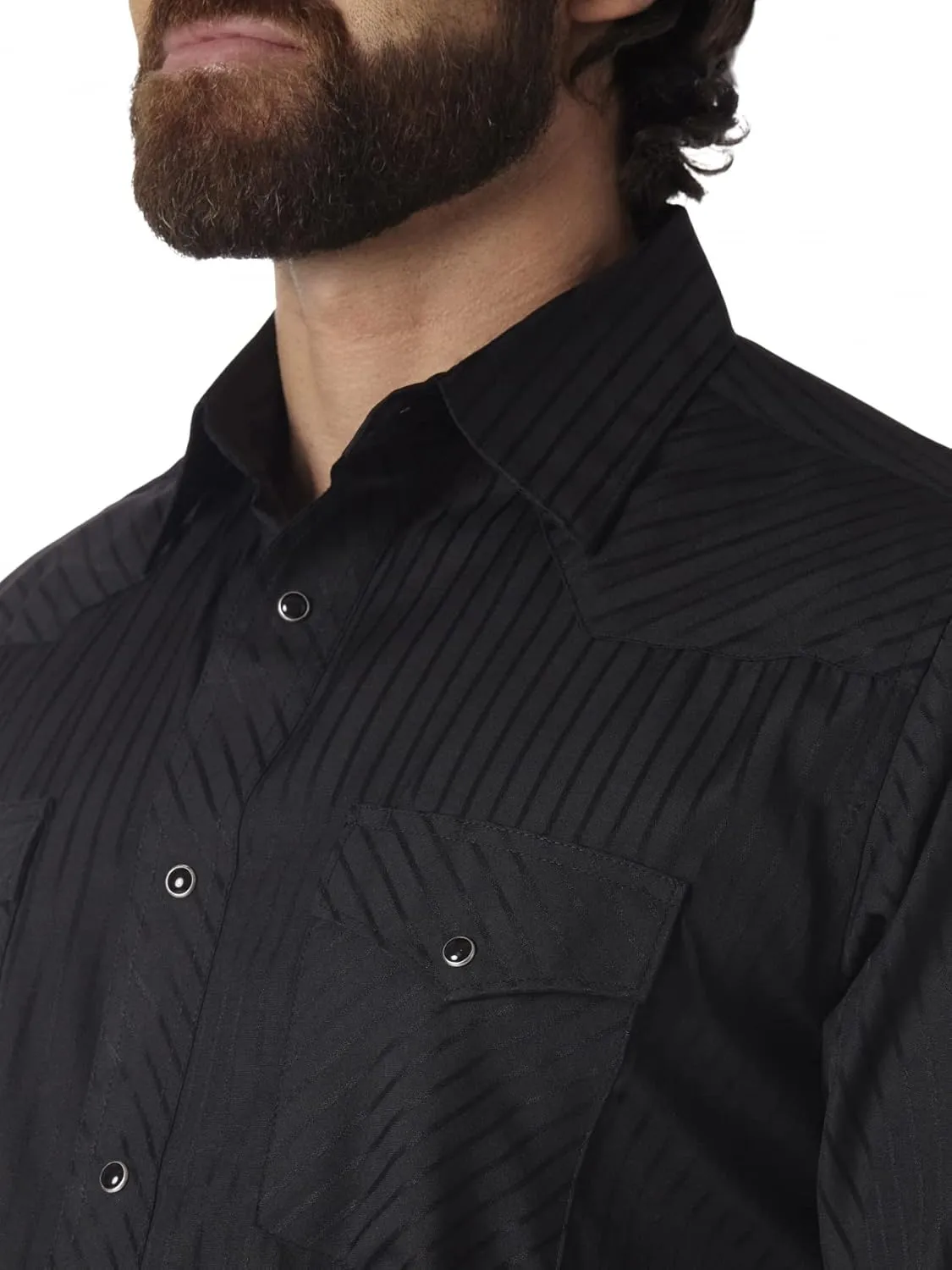 Wrangler Men's Sport Western Two Pocket Long Sleeve Snap Button Down Shirts