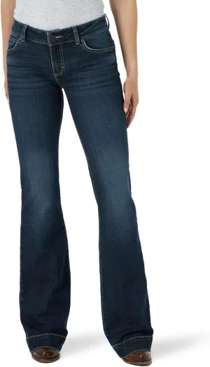 Wrangler Women's Retro Mae Mid Rise Wide Leg Trouser Jeans