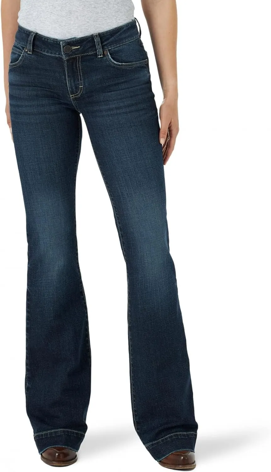 Wrangler Women's Retro Mae Mid Rise Wide Leg Trouser Jeans