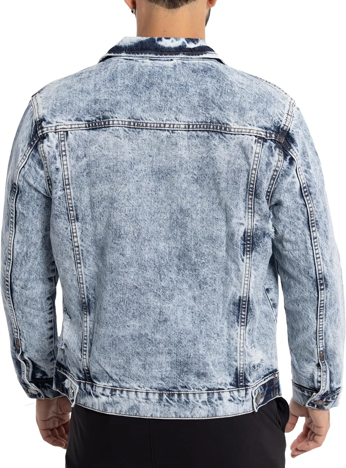 X RAY Mens Denim Jacket, Washed Ripped Distressed Flex Stretch Casual Trucker Biker Jeans Jacket for Men