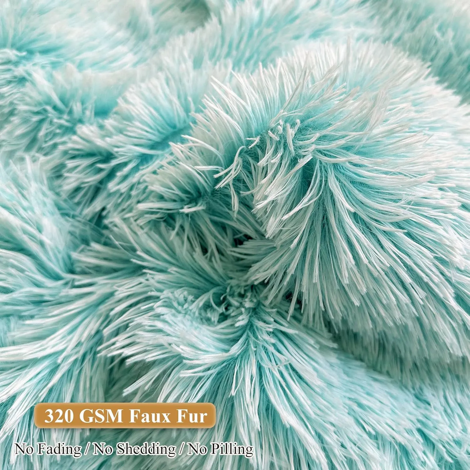XeGe Fluffy Stuffed Animal Storage Bean Bag Chair Cover(No Filler), Faux Fur Washable Soft Bean Bag Cover for Plush Toys or Textile, Plush Shaggy Large Bean Bag for Adults Kids Teens, Aqua Ombre