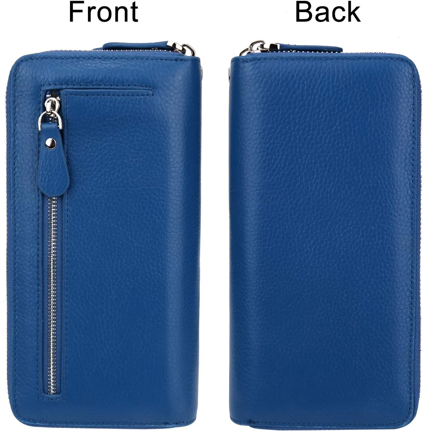 YALUXE Real Leather Zip Around Wallet RFID Blocking Wristlet Handbag Purse Clutch with Double Zipper Pockets
