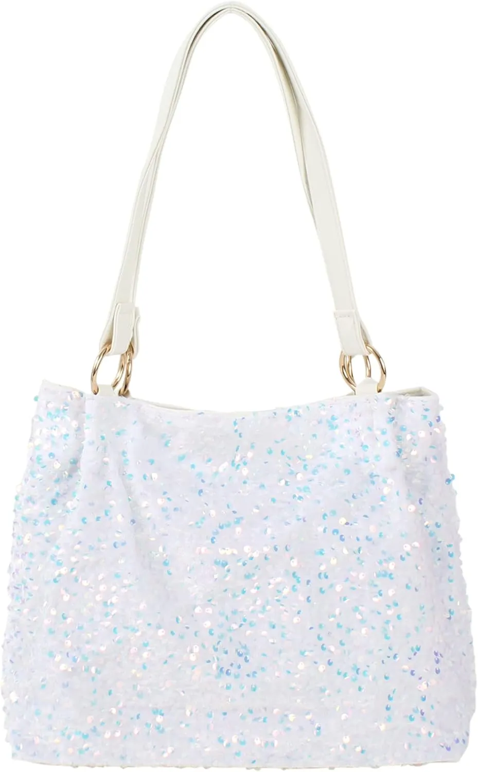 ZLM BAG US Women's Glitter Sequins Shoulder Tote Big Capacity Shimmer Shopping Bag Sparkling Handbag Purse