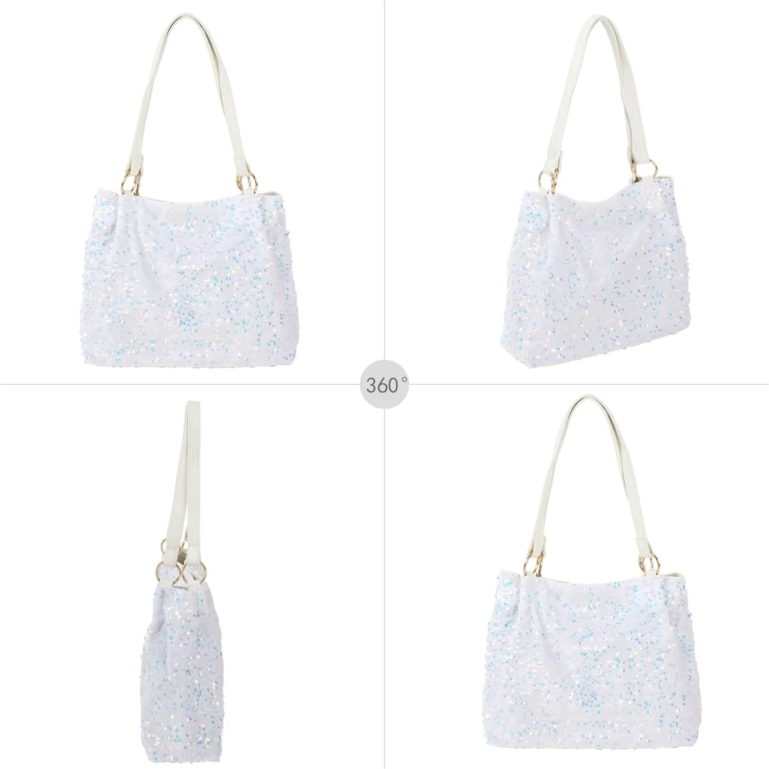 ZLM BAG US Women's Glitter Sequins Shoulder Tote Big Capacity Shimmer Shopping Bag Sparkling Handbag Purse