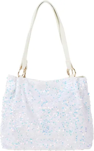 ZLM BAG US Women's Glitter Sequins Shoulder Tote Big Capacity Shimmer Shopping Bag Sparkling Handbag Purse