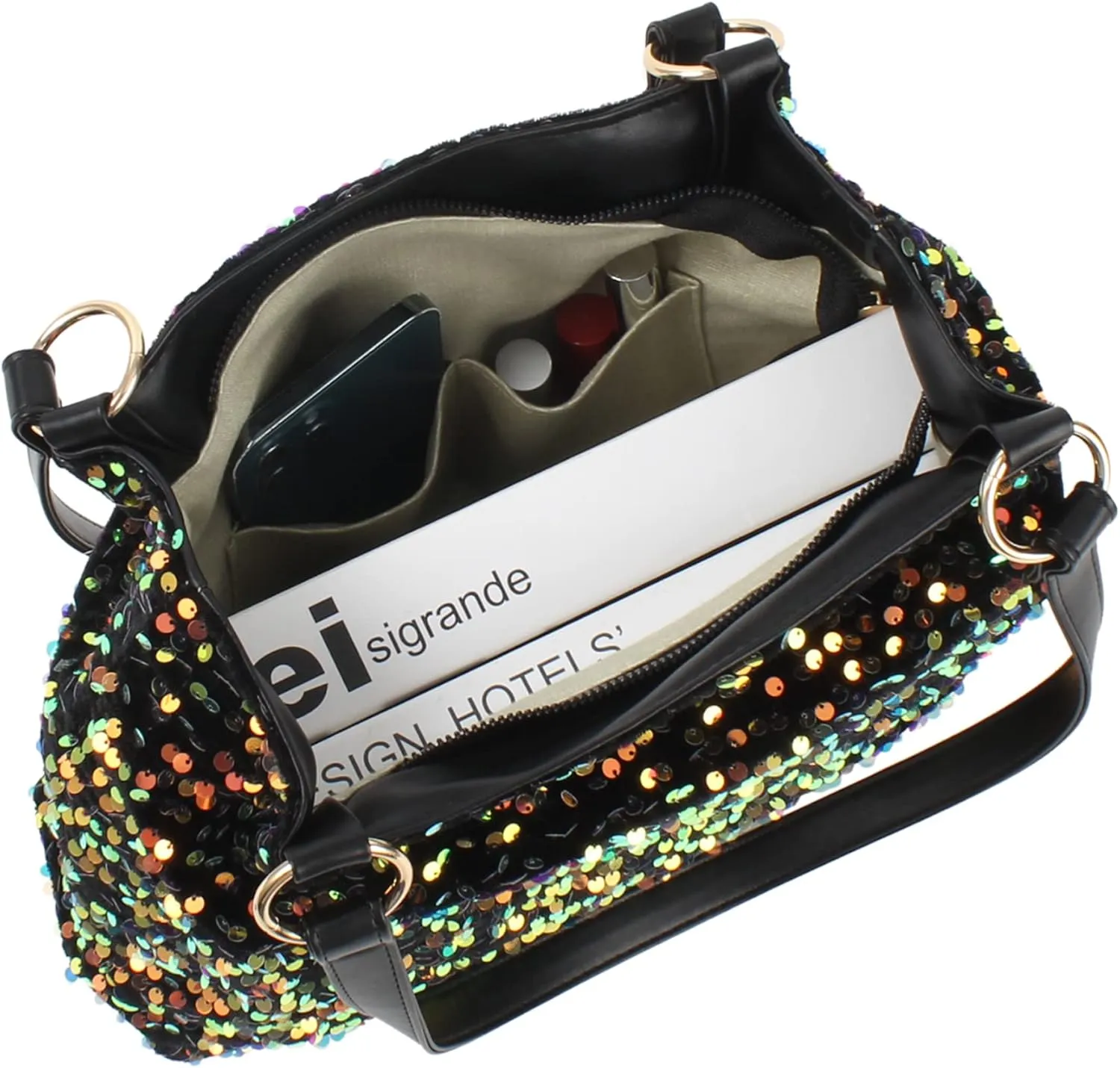 ZLM BAG US Women's Glitter Sequins Shoulder Tote Big Capacity Shimmer Shopping Bag Sparkling Handbag Purse