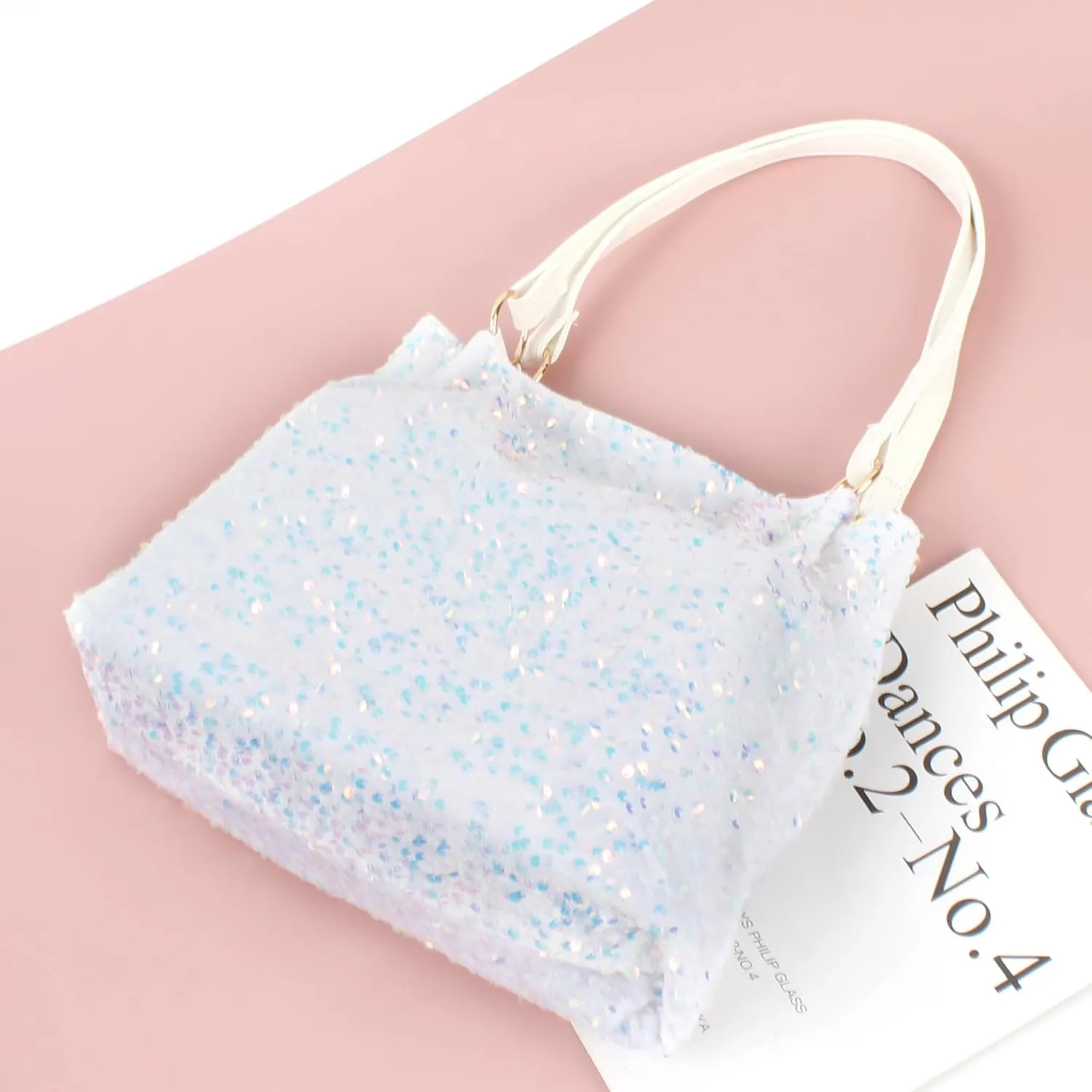 ZLM BAG US Women's Glitter Sequins Shoulder Tote Big Capacity Shimmer Shopping Bag Sparkling Handbag Purse
