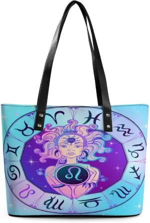 Zodiac Sign Virgo Hobo Handbags With Zipper Large Capacity Satchel Tote Bag Shoulder Bag