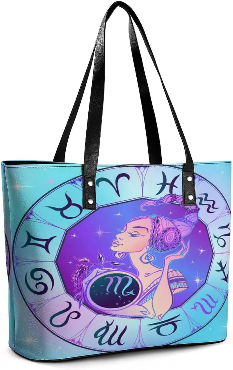 Zodiac Sign Virgo Hobo Handbags With Zipper Large Capacity Satchel Tote Bag Shoulder Bag