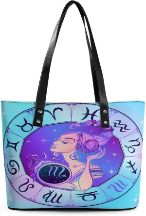 Zodiac Sign Virgo Hobo Handbags With Zipper Large Capacity Satchel Tote Bag Shoulder Bag