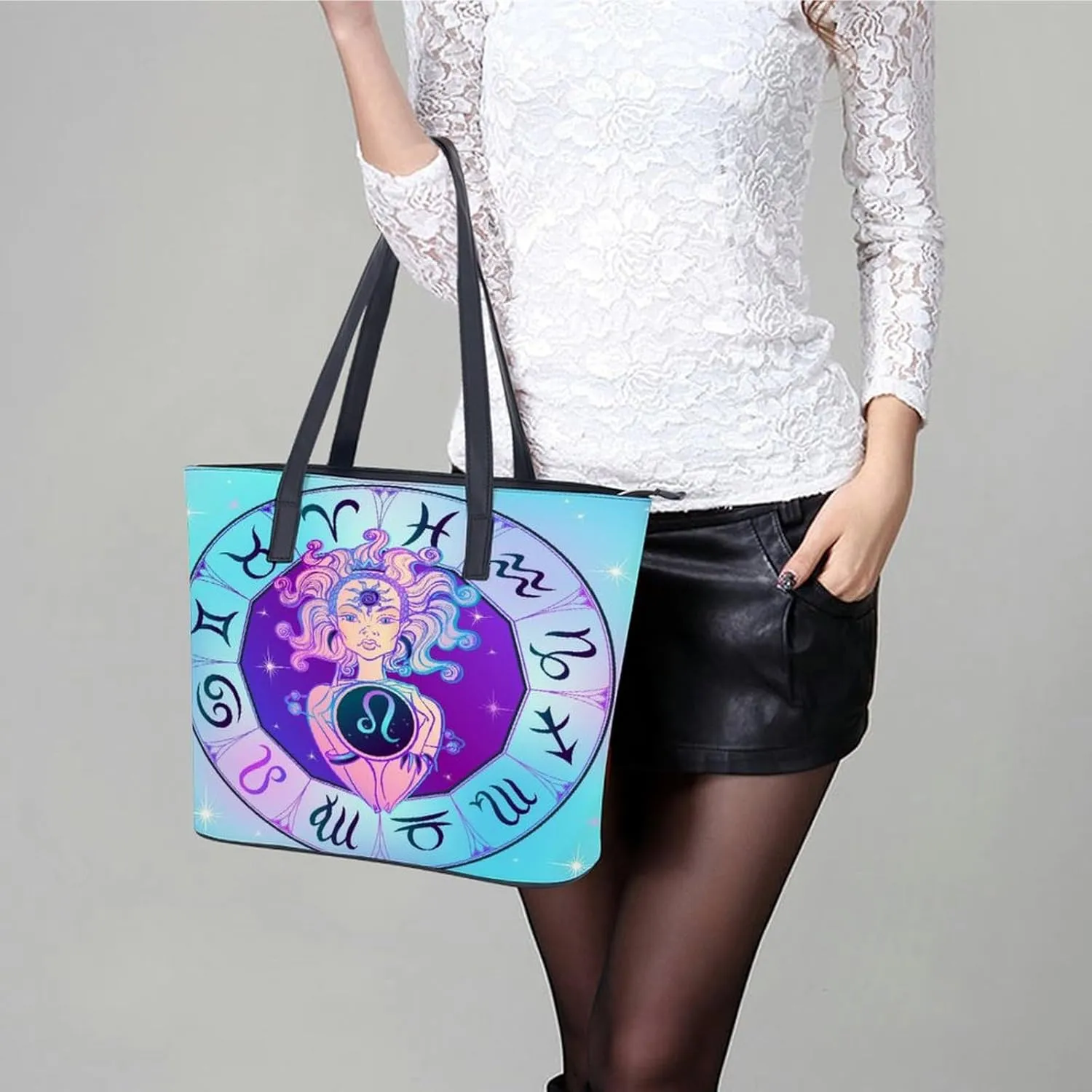 Zodiac Sign Virgo Hobo Handbags With Zipper Large Capacity Satchel Tote Bag Shoulder Bag